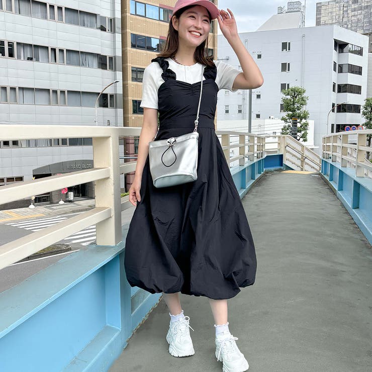 ワンピース Caroline AMBIDEX Store △○シャーリングドットパネルジャガード キャミ