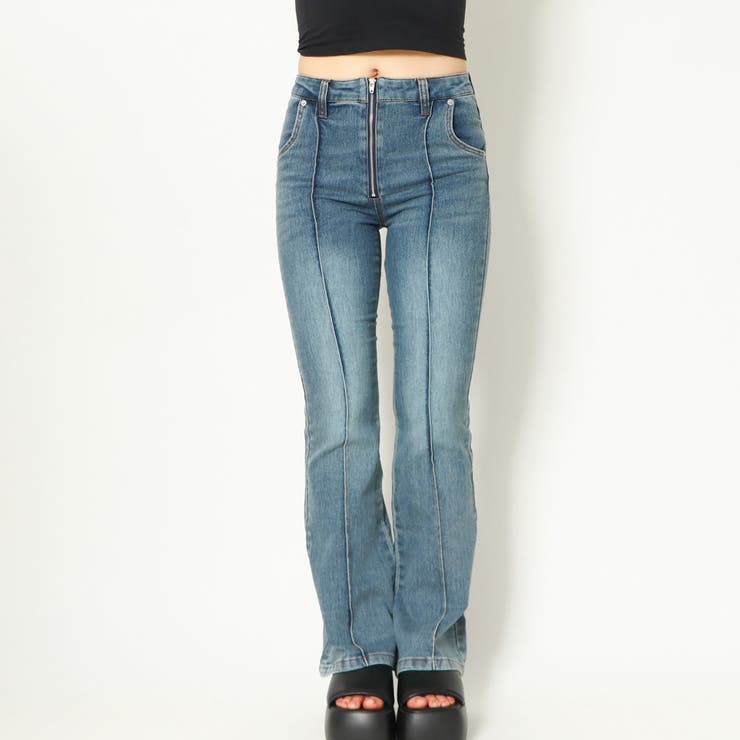 canaljean via j バイアスシームデニムパンツ CANAL JEAN（キャナルジーン）の「via j(ヴィアジェイ) ハイ