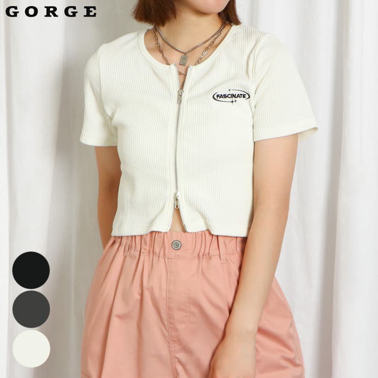 Ｗｚｉｐ刺しゅうクルーカーディガン | GORGE  | 詳細画像1 