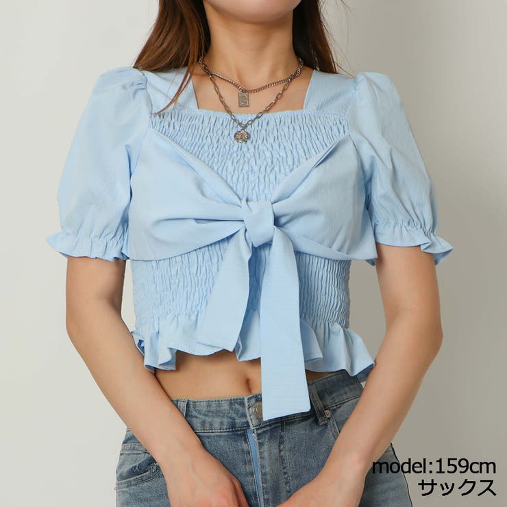 angelicpretty シャーリングリボンブラウス シャーリングリボンブラウス/フリルブラウス[品番：GORW0008781