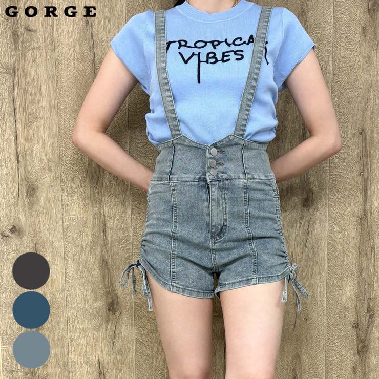 サスペンダー付きデニムショートパンツ[品番：GORW0008960