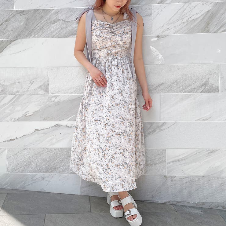 コテージコア 古着 axes femme 花柄×水玉 ウエストリボン ワンピ コテージコア 古着 axes femme 花柄×水玉 ウエストリボン ワンピ