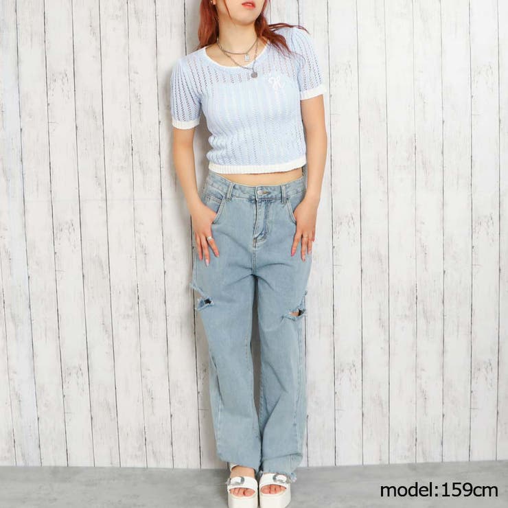 コード刺しゅう配色半袖ニットプルオーバー | GORGE  | 詳細画像11 