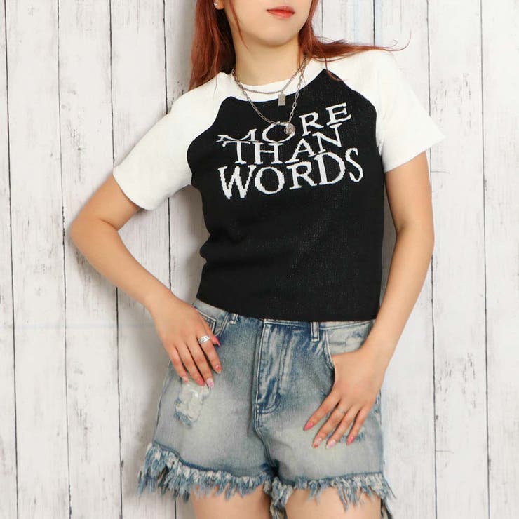 《ロゴジャガード×配色ラグラン》レディース 半袖ニットプルオーバー 春夏秋	 | GORGE  | 詳細画像10 