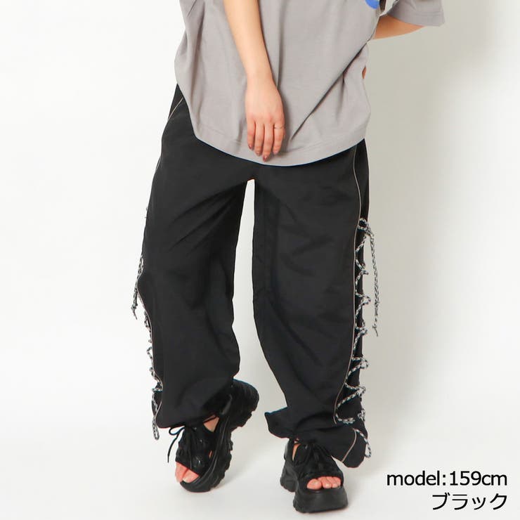 《レースアップ×裾ドローコード》レディース ワイドカーゴパンツ サイドデザイン | GORGE  | 詳細画像3 