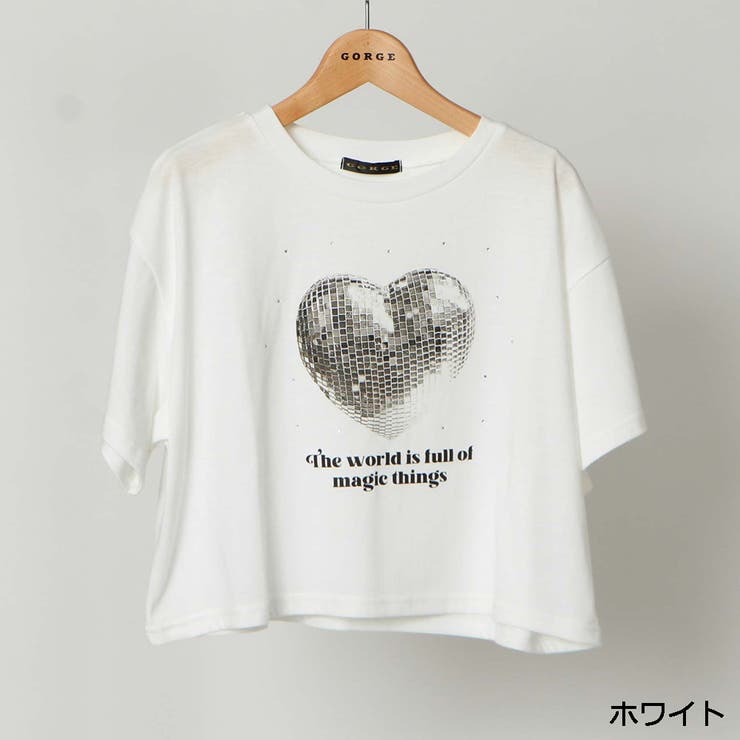 【アウトレット☆送料無料】 シートプリントハートTシャツ[品番：GORW0008933]｜GORGE トップス