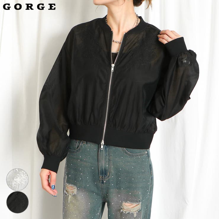 《シアー×刺繍》レディース ブルゾン ライトアウター 羽織り 春夏秋	 | GORGE  | 詳細画像1 