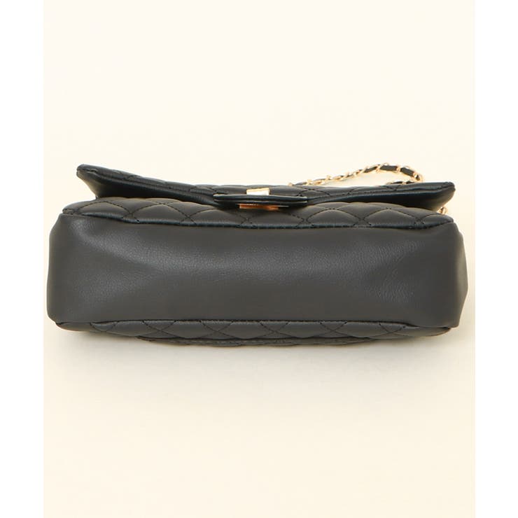 *ブラックゴールド キルティング 2way ショルダー ノベルティバッグ キルティング×チェーン》ルルナ2WAYショルダーBAG レディース 斜め掛け