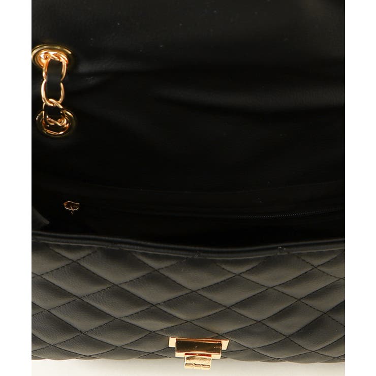 *ブラックゴールド キルティング 2way ショルダー ノベルティバッグ キルティング×チェーン》ルルナ2WAYショルダーBAG レディース 斜め掛け