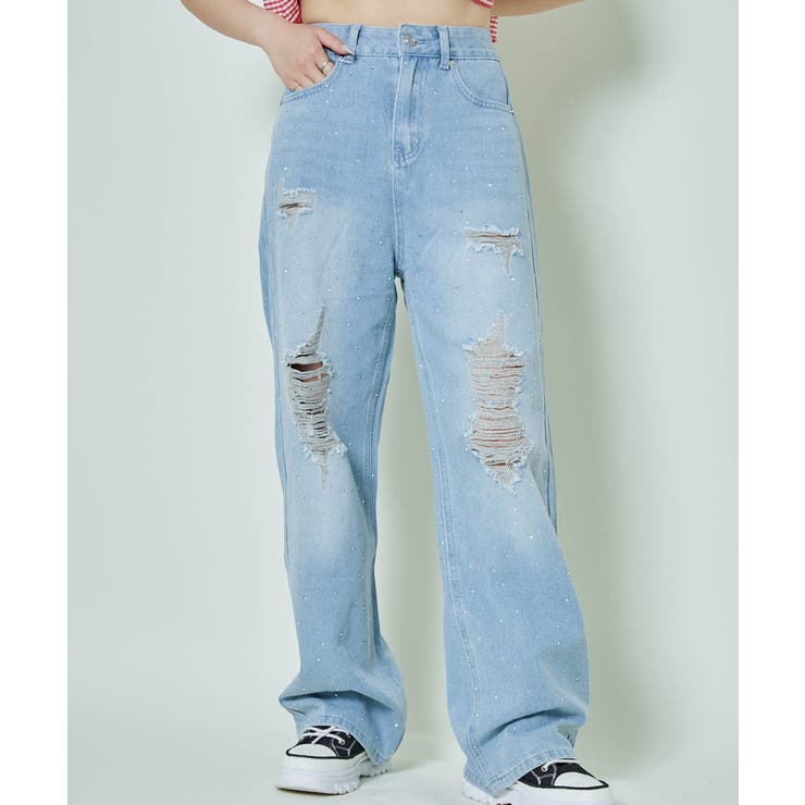 Ｌ／ＢＬ | レディース ダメージデニム ワイドパンツ | GORGE 