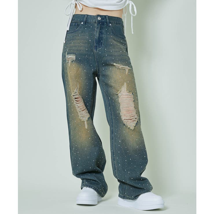 オーバーダイ | レディース ダメージデニム ワイドパンツ | GORGE 