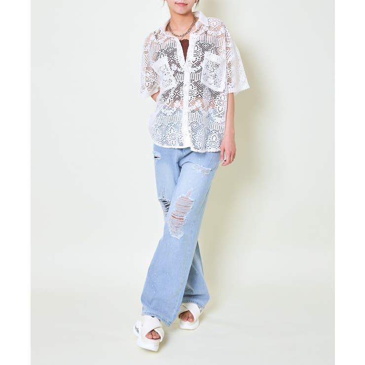 レディース ダメージデニム ワイドパンツ | GORGE  | 詳細画像5 