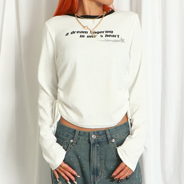 オフホワイト | ロゴドロストジェルプリント テレコトップス | GORGE 