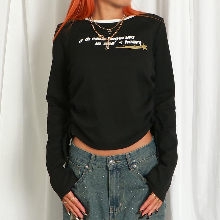 ブラック | ロゴドロストジェルプリント テレコトップス | GORGE 