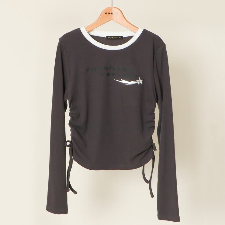 チャコール | ロゴドロストジェルプリント テレコトップス | GORGE 