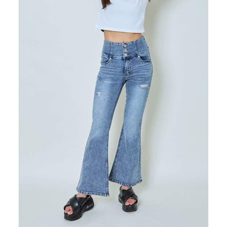3つボタンダメージフレアパンツ[品番：GORW0009512]｜GORGE