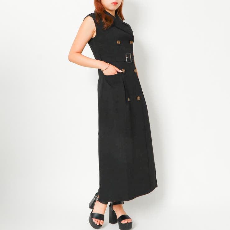 《ダブルボタン×共布ベルト》レディース ノースリーブ ロングジレワンピース | GORGE  | 詳細画像13 