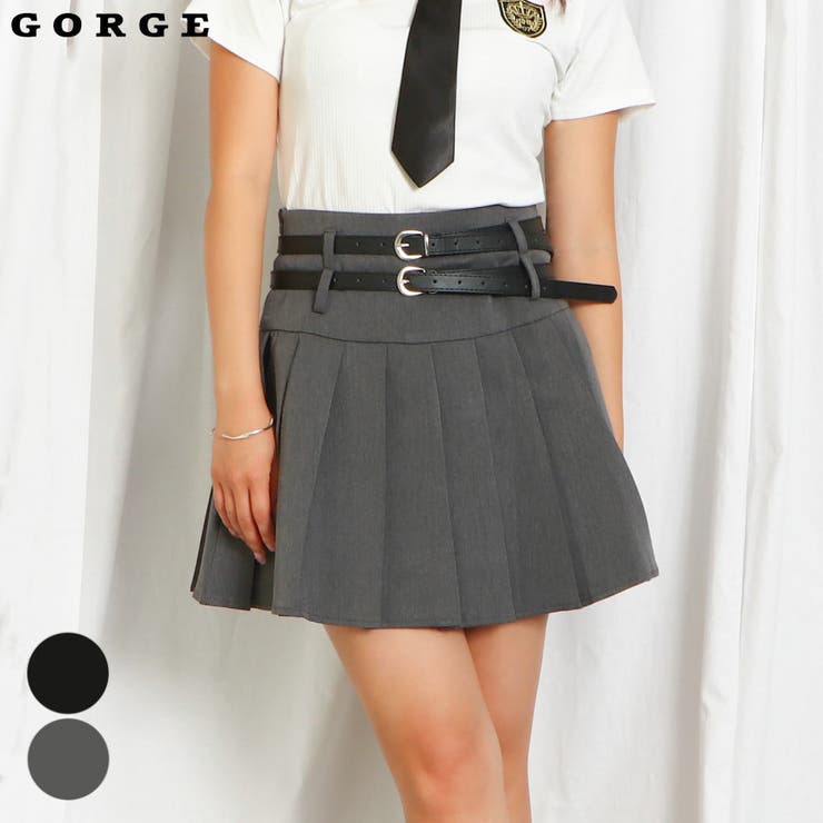 Ｗベルトプリーツスカート | GORGE  | 詳細画像1 