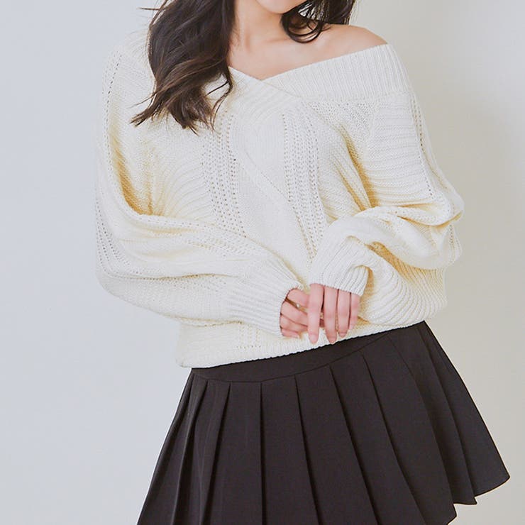 ケーブルオフショルニットプルオーバー[品番：GORW0009313]｜GORGE