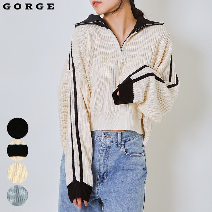ハーフZIPラインニットプルオーバー[品番：GORW0009414]｜GORGE