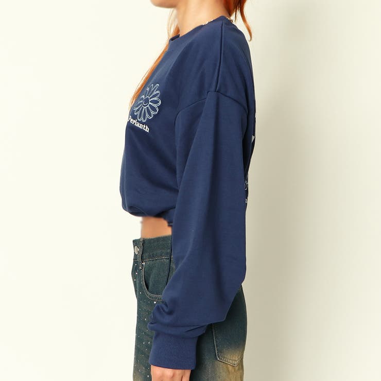 ドローコード花ラメ短丈裏毛プルオーバー | GORGE  | 詳細画像3 