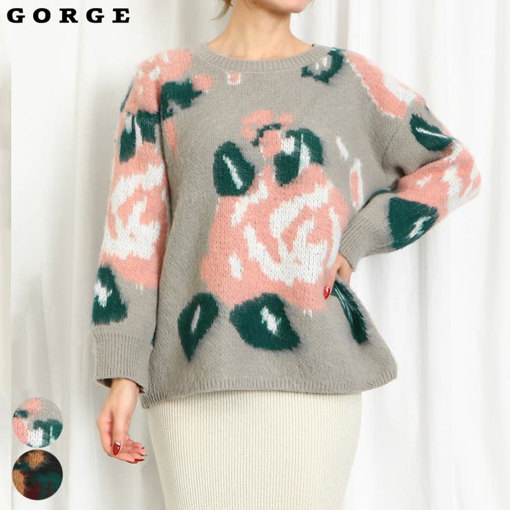 モヤモヤ花柄ニットプルオーバー[品番：GORW0009540]｜GORGE （ゴージ