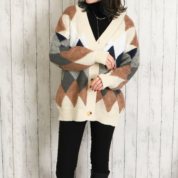 ベージュ | アーガイルカーディガン | GORGE 