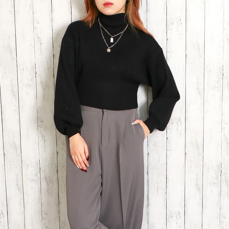 モチモチボトルネックショートニットプルオーバー[品番：GORW0009657