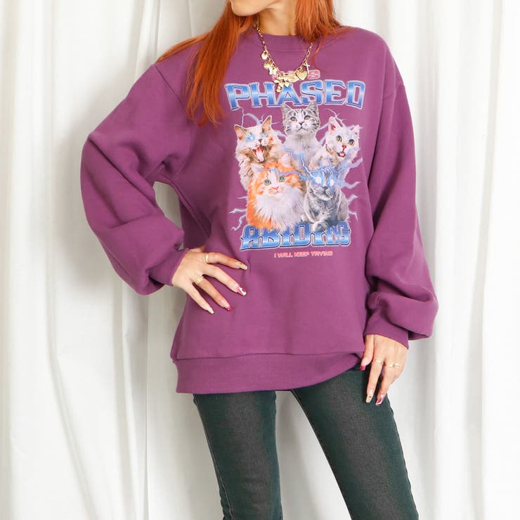 ☆タグ付き Whim Gazette CATプリント裏毛プルオーバー ☆タグ付き Whim Gazette CATプリント裏毛プルオーバー Whim Gazette