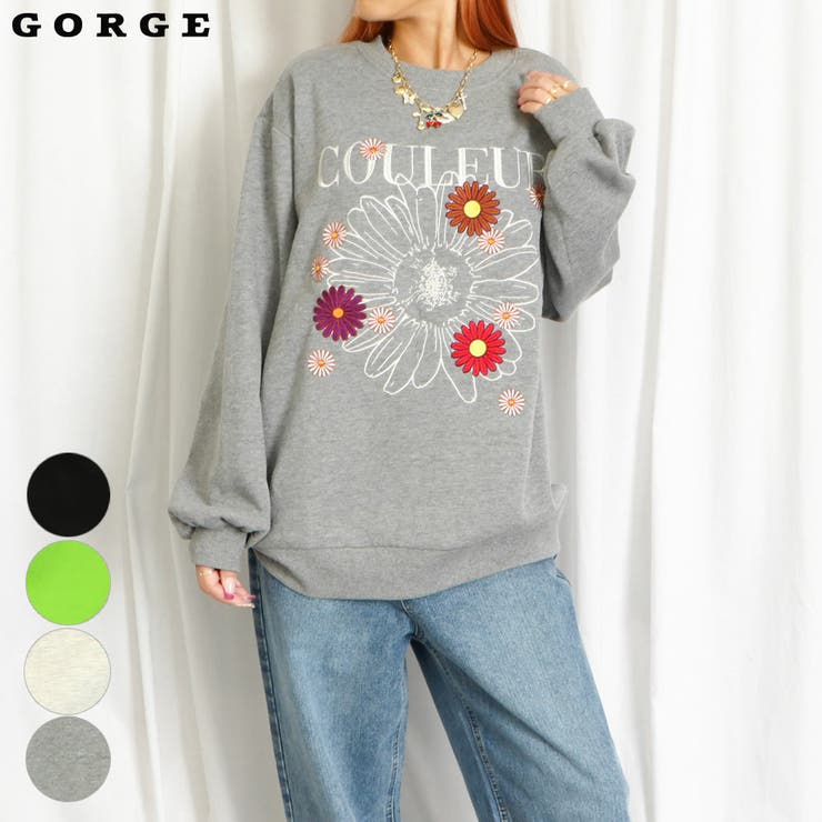カラフル刺しゅう裏起毛プルオーバー[品番：GORW0009585]｜GORGE
