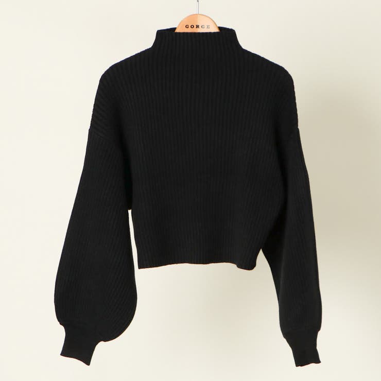 ブラック | モチモチボトルネックショート丈プルオーバー | GORGE 