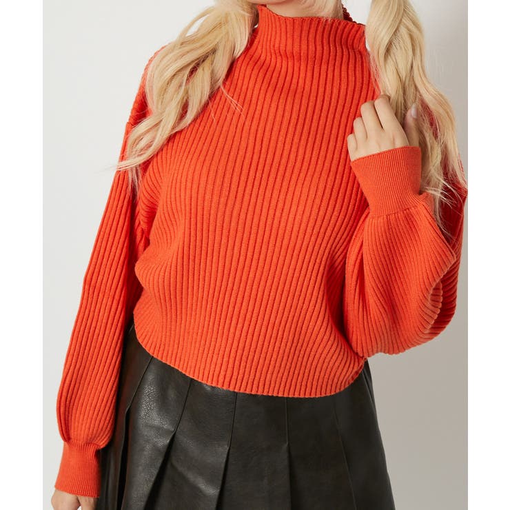 オレンジ | モチモチボトルネックショート丈プルオーバー | GORGE 