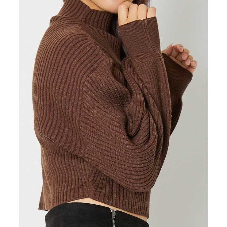 ブラウン | モチモチボトルネックショート丈プルオーバー | GORGE 
