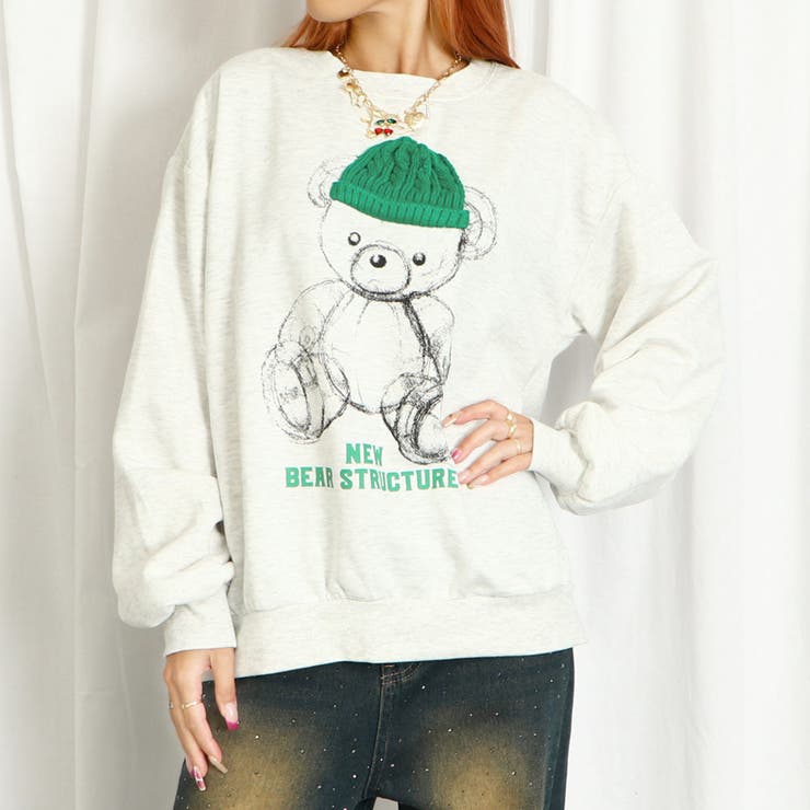 ニット帽付きクマ裏起毛プルオーバー[品番：GORW0009562]｜GORGE