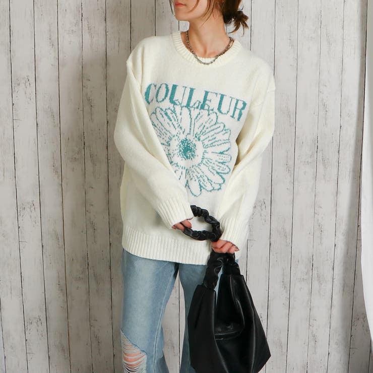 【オフホワイト】【WEB・一部店舗限定】クルーネックコットンニットプルオーバー coen（コーエン） ニット セーター フラッフィーモックネック