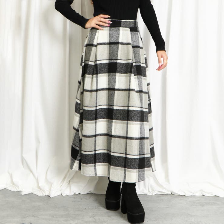 起毛チェックフレアスカート[品番：GORW0009571]｜GORGE