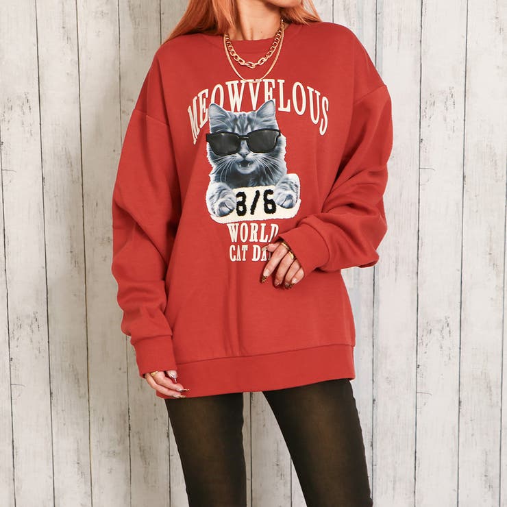 猫サングラスサガラ裏起毛プルオーバー[品番：GORW0009655]｜GORGE