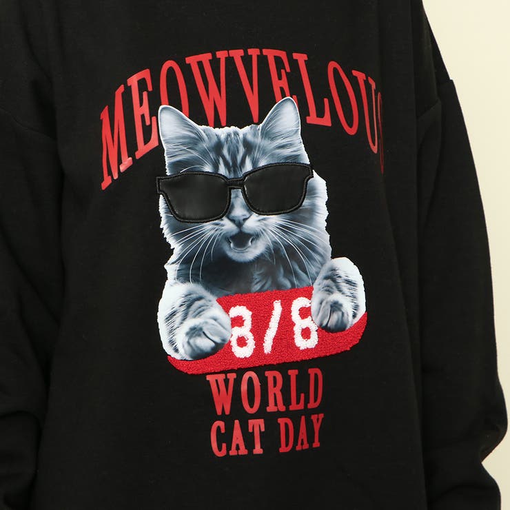 猫サングラスサガラ裏起毛プルオーバー[品番：GORW0009655]｜GORGE