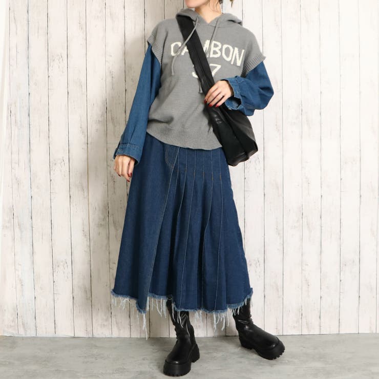 デニム袖ロゴニットパーカー | GORGE  | 詳細画像7 