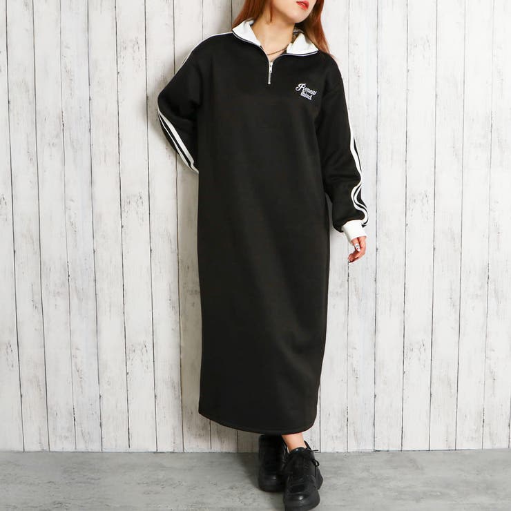 ラインZIP裏起毛ジャージワンピース[品番：GORW0009663]｜GORGE