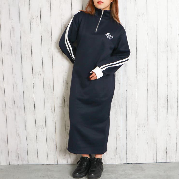 ラインZIP裏起毛ジャージワンピース[品番：GORW0009663]｜GORGE