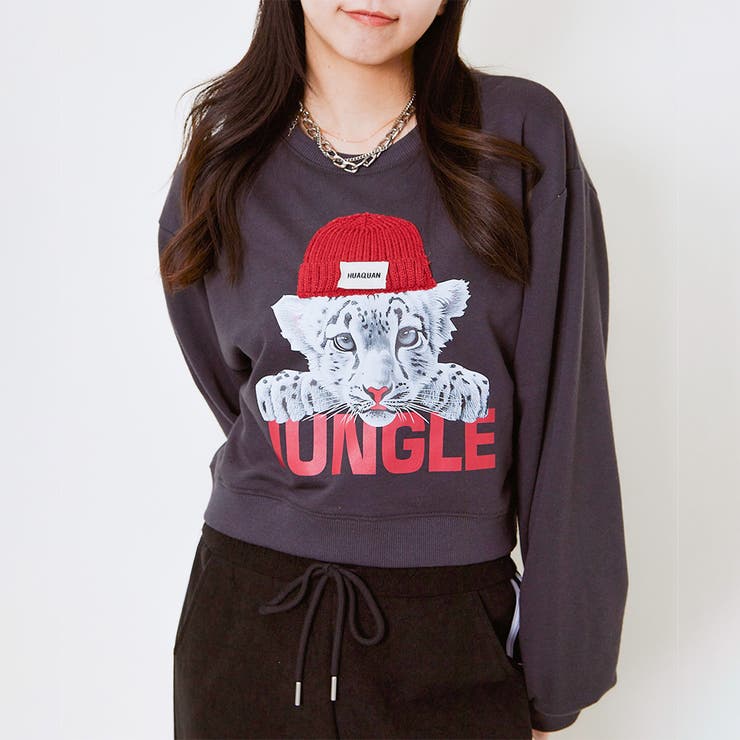 世界的に ショート丈Jungle裏毛プルオーバー[品番：GORW0009729 トップス
