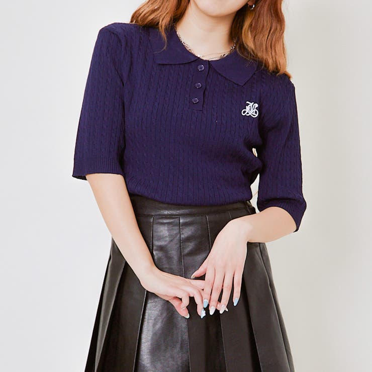半袖襟付き刺しゅうニットプルオーバー | GORGE  | 詳細画像14 