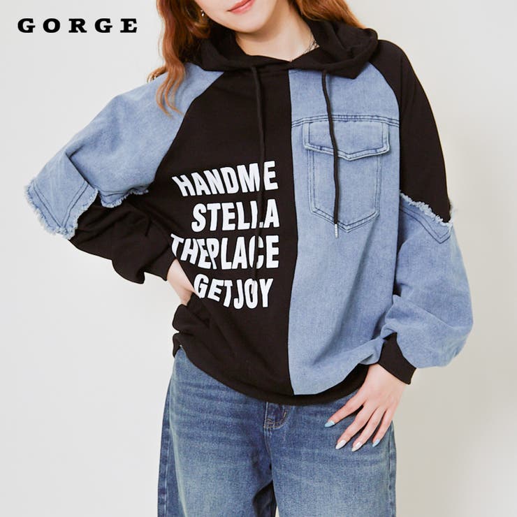 デニム使いロゴ裏毛パーカー[品番：GORW0009750]｜GORGE （ゴージ）の
