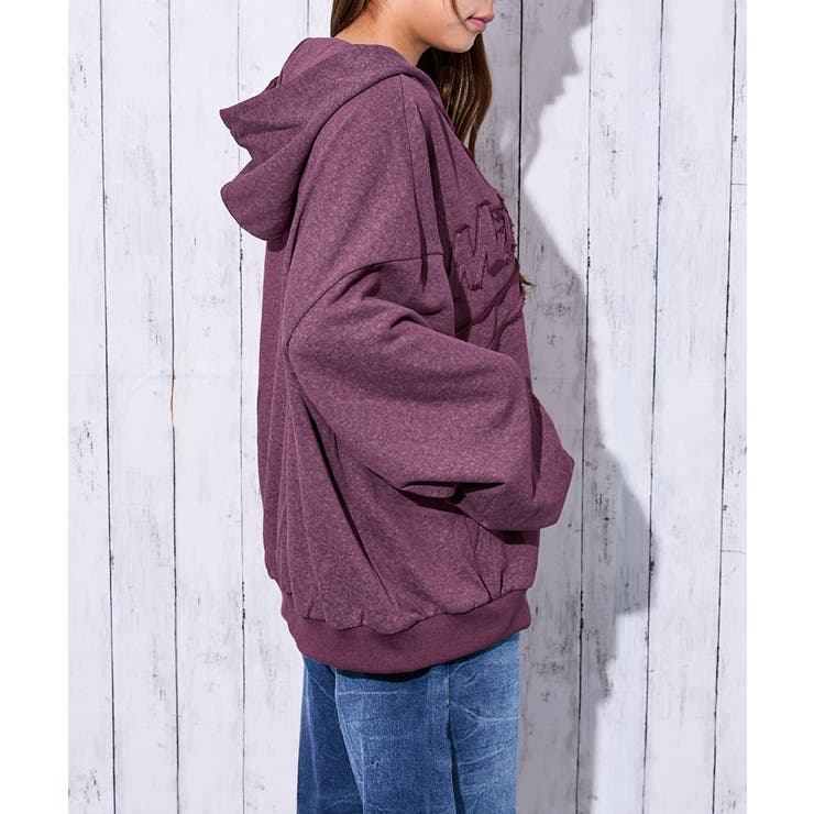 BOTT 刺繍ロゴ フード付きパーカー 紫色 BOTT 刺繍ロゴ フード付きパーカー 紫色