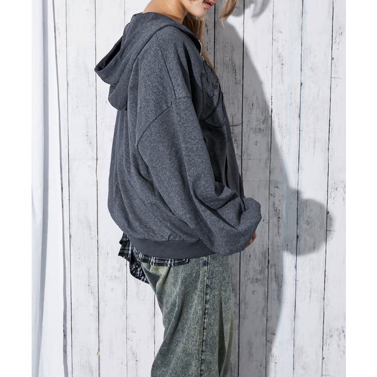 《ロゴ刺繍》ピグメントZIPパーカー／立体デザイン | GORGE  | 詳細画像10 