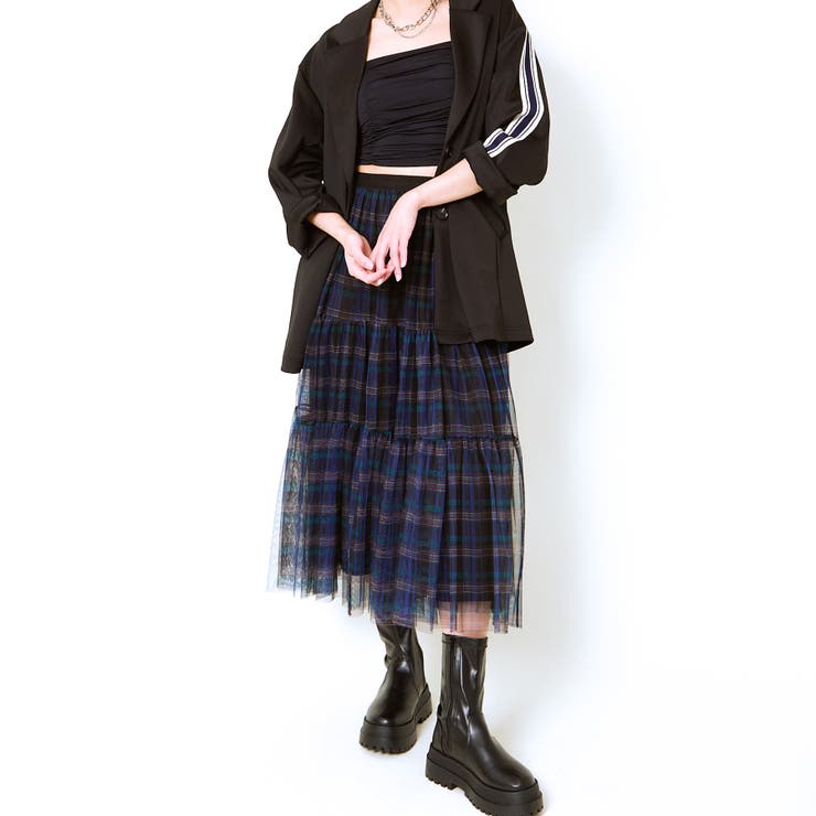 《柄チュール×ティアード》レディース ロングスカート 透け感レイヤード | GORGE  | 詳細画像12 