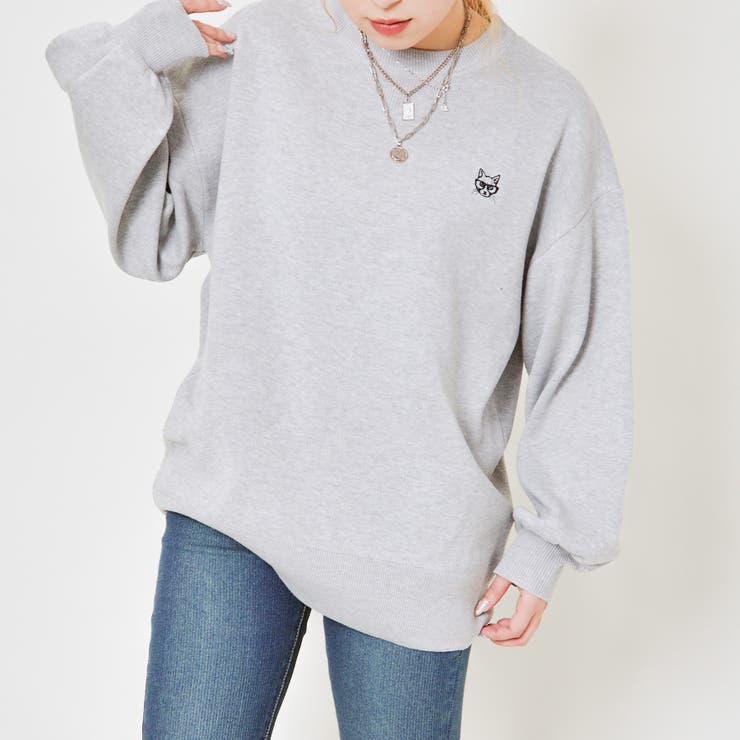 グレー | アソート刺しゅうスエットライクプルオーバー | GORGE 