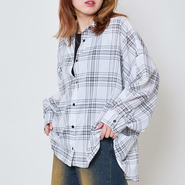 tシャツ オンブレーチェックキャミSETシャツ　581991 レディース PRANK PROJECT ブラウス シャツ オンブレチェックレースプリント