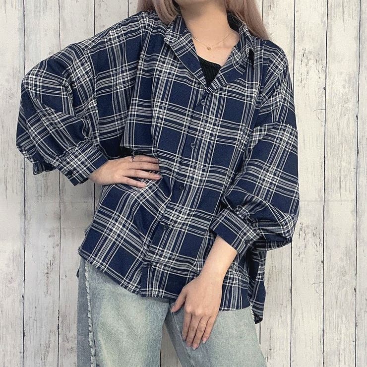 タンクトップ付き×チェック柄》レディース 抜け感シャツ 2点